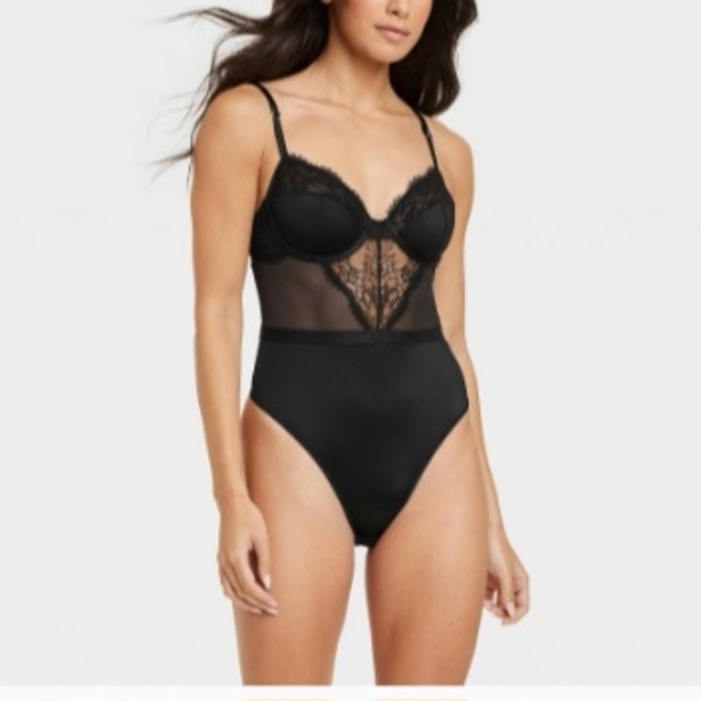 Black Lace Bodysuit string